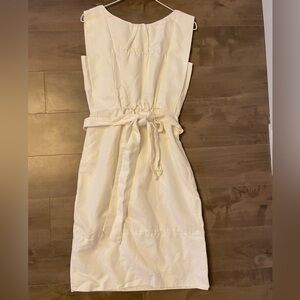 Zara Classic Cream Tie-Waist Women’s linen and cotton Dress size S